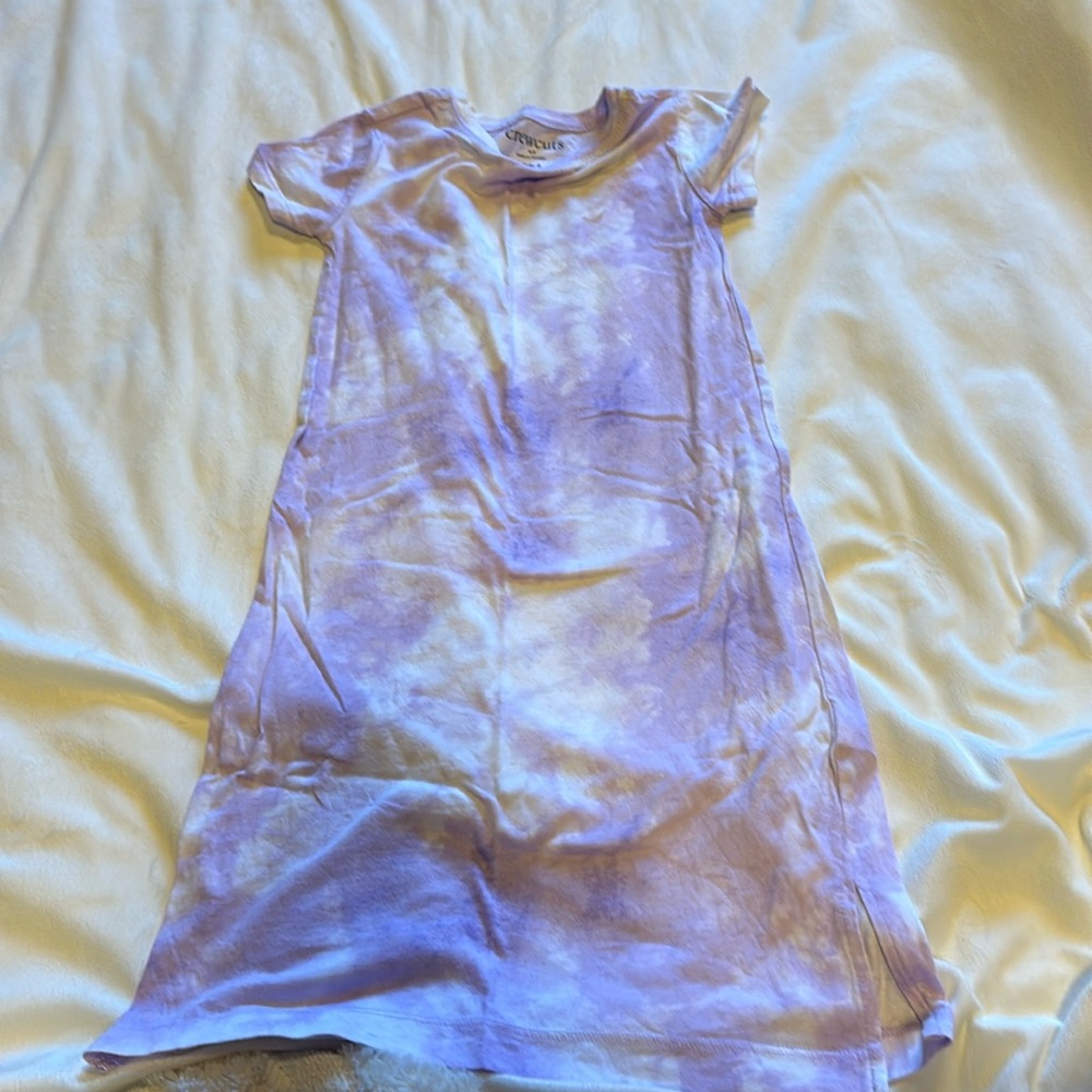 Crewcuts girls midi-length purple tie dye t-shirt dress. Size 5